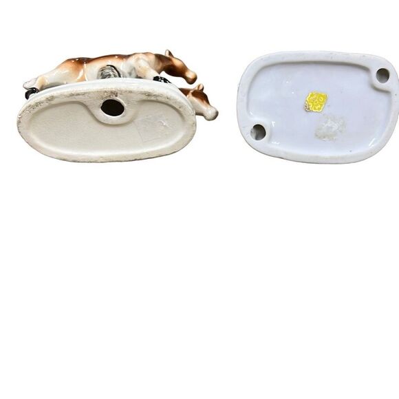 Young Horses Brown White Porcelain Figurines Set of 2 - Picture 5 of 12